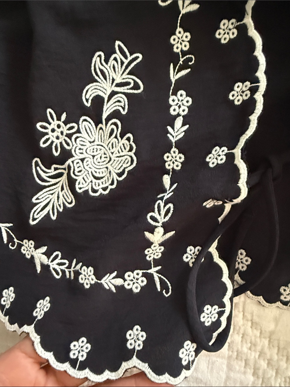 Adrianna Papell Black Top Floral Embroidery tie woven top or open cardigan - Picture 11 of 12